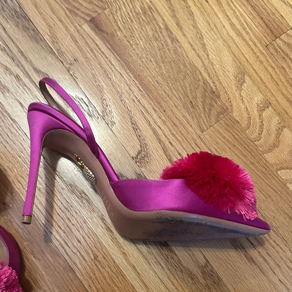 Aquazzura Fuchsia Pom Pom Heels - Picture 2 of 10
